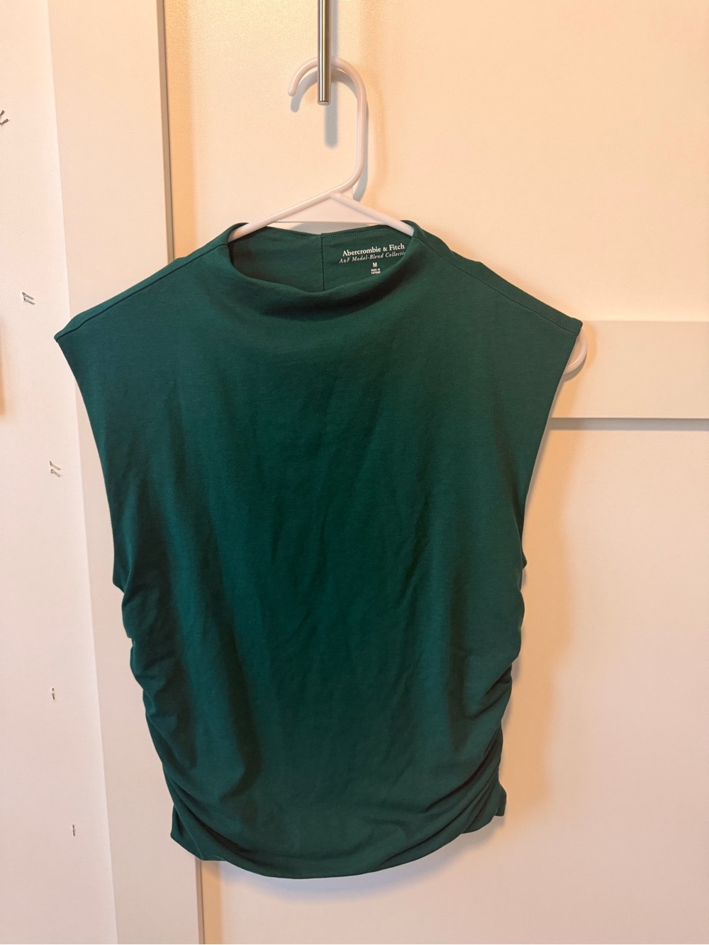 Abercrombie & Fitch Dark Green Sleeveless Ruched Side Tank